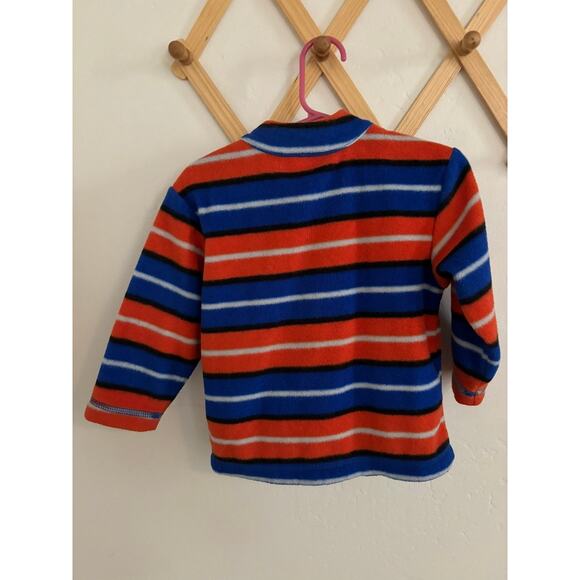 Hanna Andersson Sweatshirt Toddler 2T 80cm Blue Orange Striped Collared - Picture 6 of 8